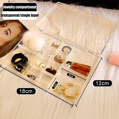 Kvadrātveida caurspīdīgas plastmasas glabāšanas kastītes rotaslietu kastītes auskaru organizators 120/72 regulējama sprauga rotaslietu pērlītēm Auskaru kastītes organizators