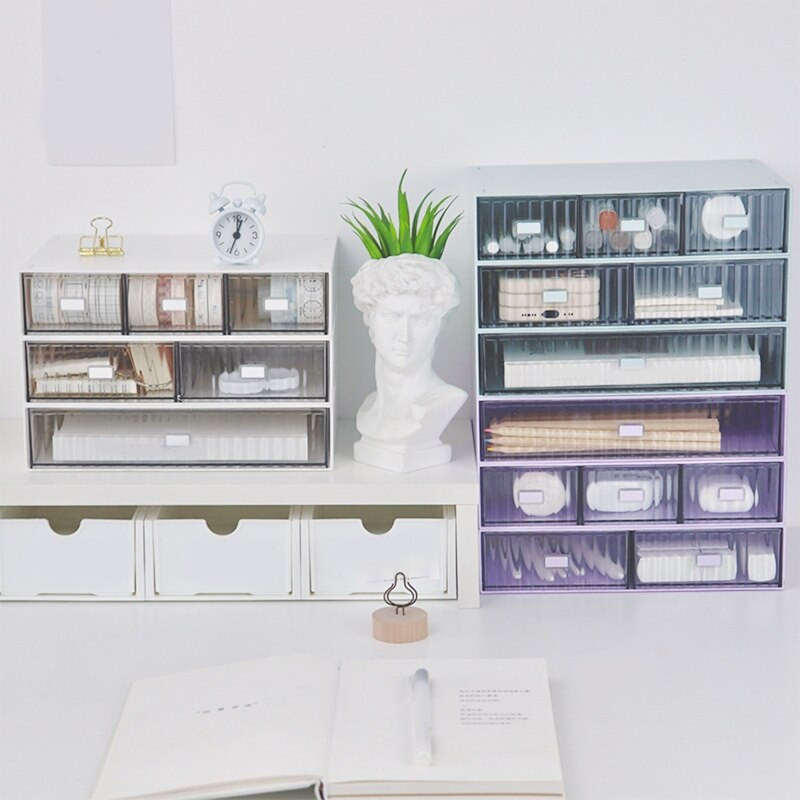 Настолен чекмедже Кутия за съхранение на козметика Безплатна комбинация Многопластов разделител Може да се подрежда Калъф за канцеларски материали за бюро