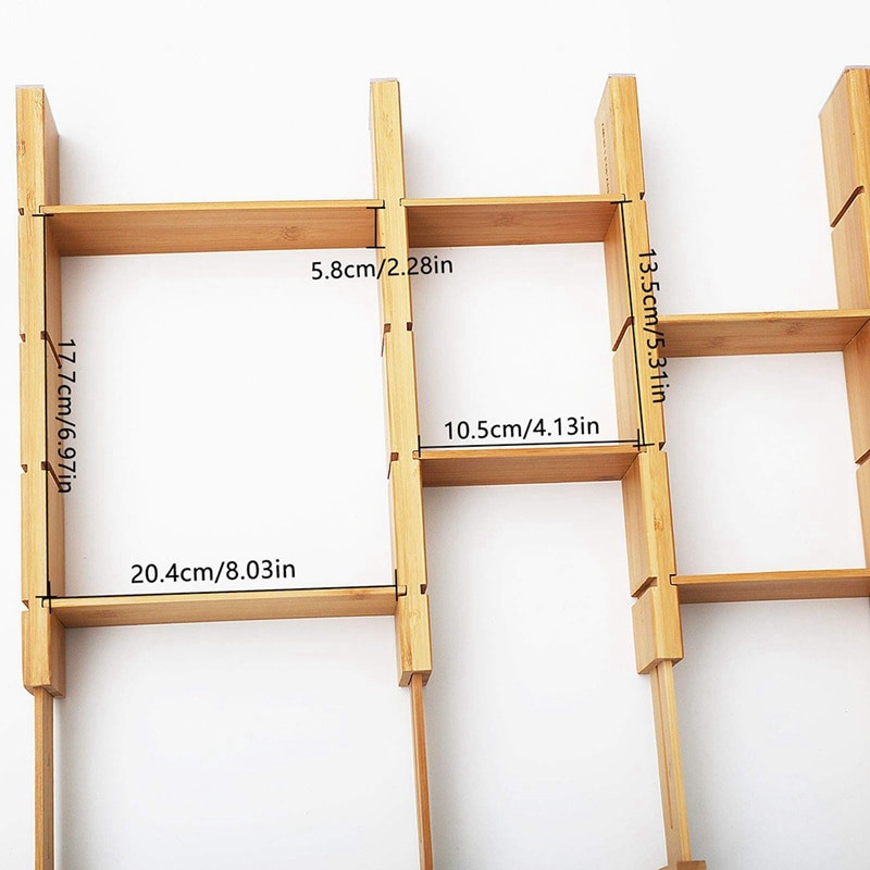 Organizator s pregradama za ladice od 4 komada sa 6 dodatnih mini pregrada s oprugom za kuhinju, spavaću sobu, kupaonicu i ured