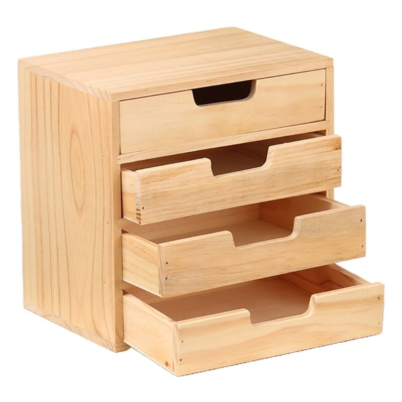 Drvena retro ladica s 4 sloja, kutija za pohranu, retro pregrade za stolni stol, organizator, kozmetički nakit, rustikalna polica, kućni stolni ukras
