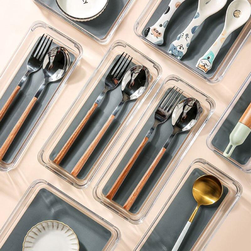 Prozirna posuda za pohranu hrane Organizator za kozmetiku Ladica za pohranu u kućanstvu Kutija za pohranu pribora za jelo Svježi kuhinjski pribor