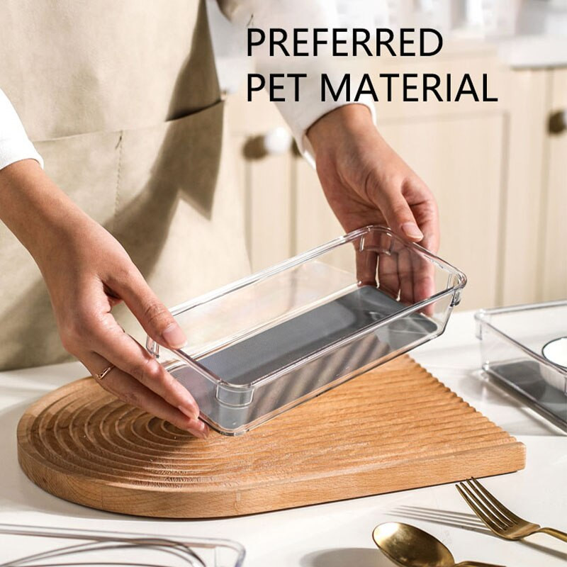 Prozirna posuda za pohranu hrane Organizator za kozmetiku Ladica za pohranu u kućanstvu Kutija za pohranu pribora za jelo Svježi kuhinjski pribor