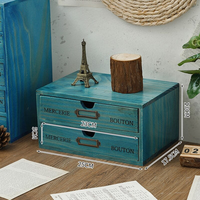 Retro drvena ladica Kutija za pohranu Ured Stolni ormarić za pohranu sitnica Završna kutija Vrsta ladice Organizator za nakit Kozmetički organizator