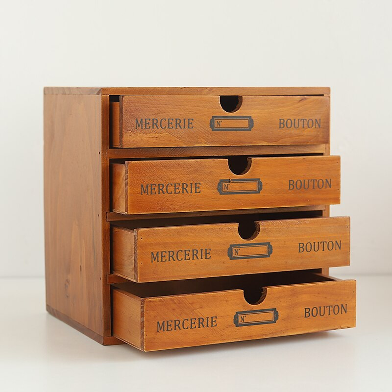 Retro drvena ladica Kutija za pohranu Ured Stolni ormarić za pohranu sitnica Završna kutija Vrsta ladice Organizator za nakit Kozmetički organizator