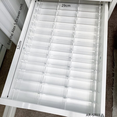 ANON DIY set pregrada za ladice za ALEX 5 i 9 ladica, akrilne prilagodljive pregrade za čuvanje šminke u ladici, podesive