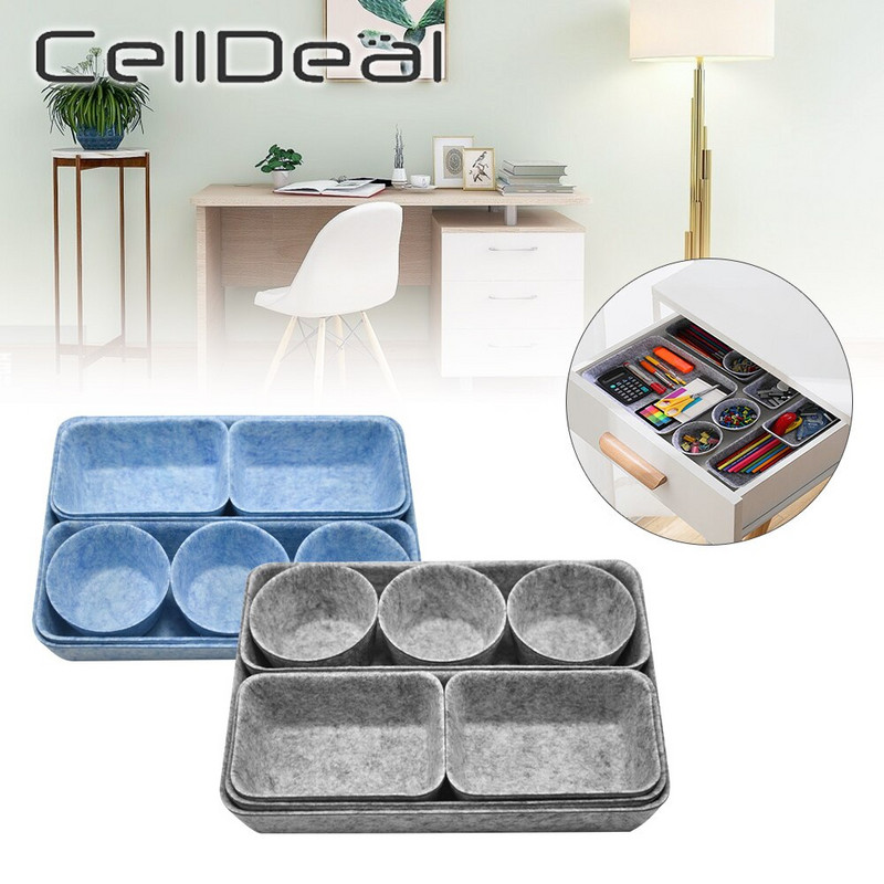 8db/szett Fiókszervezők Rekeszek Filc Tároló Boxiroda Sekély Kis íróasztal Rendezés Tálcák Rajzelválasztók Otthoni kellékek