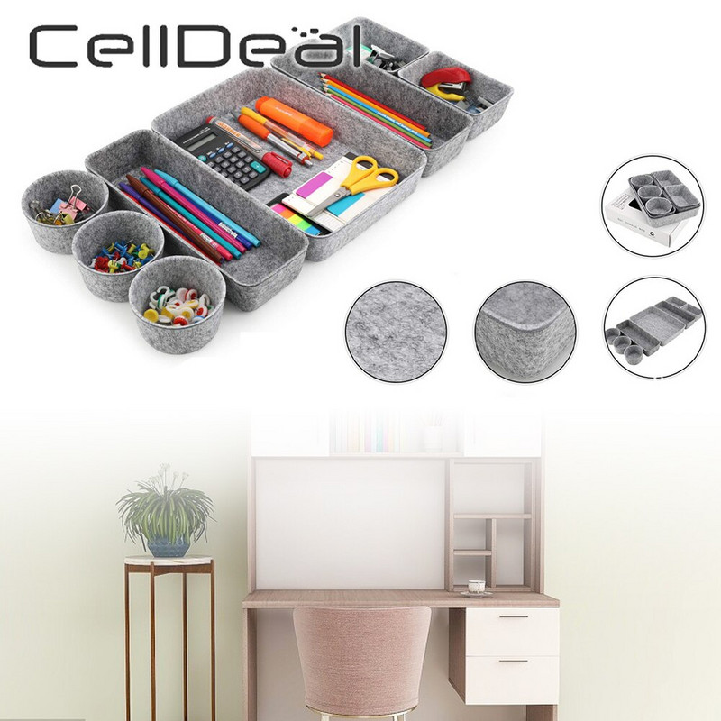 8db/szett Fiókszervezők Rekeszek Filc Tároló Boxiroda Sekély Kis íróasztal Rendezés Tálcák Rajzelválasztók Otthoni kellékek