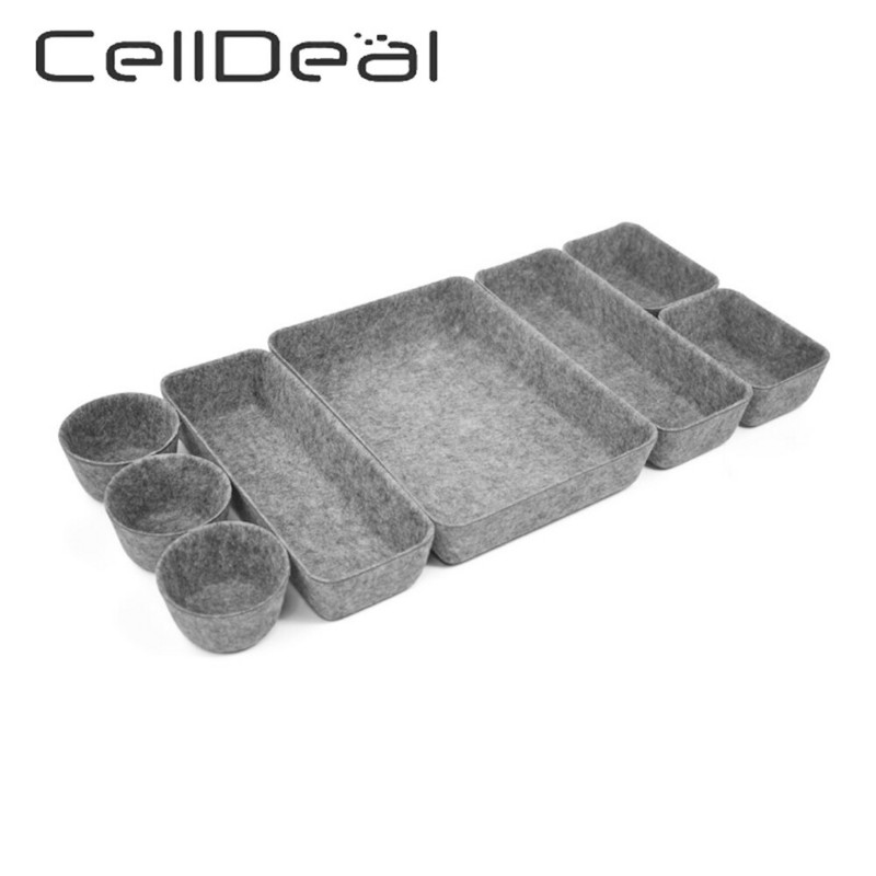 8db/szett Fiókszervezők Rekeszek Filc Tároló Boxiroda Sekély Kis íróasztal Rendezés Tálcák Rajzelválasztók Otthoni kellékek