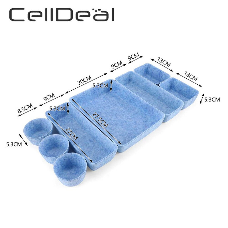 8db/szett Fiókszervezők Rekeszek Filc Tároló Boxiroda Sekély Kis íróasztal Rendezés Tálcák Rajzelválasztók Otthoni kellékek