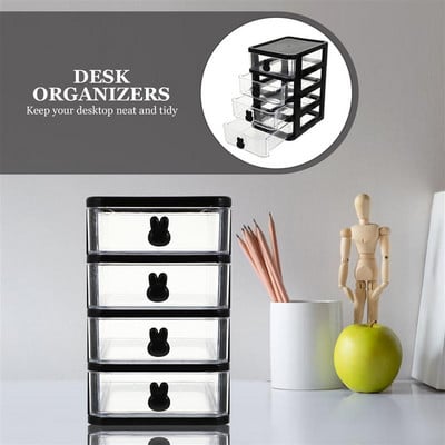 4 sloja Spremnici za stolne ladice Rabbit Bunny Prozirna komoda Organizator za šminku Kupaonica Radna ploča za radni stol u spavaonici