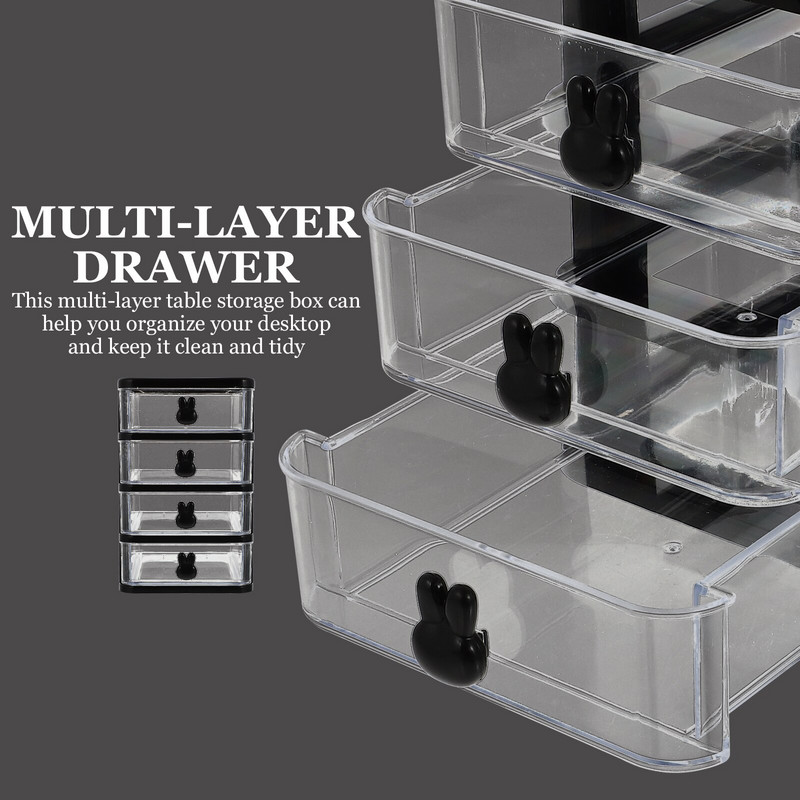 4 sloja Spremnici za stolne ladice Rabbit Bunny Prozirna komoda Organizator za šminku Kupaonica Radna ploča za radni stol u spavaonici