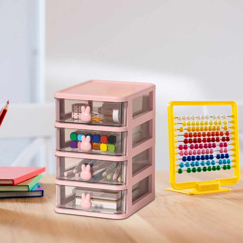 4 sloja Spremnici za stolne ladice Rabbit Bunny Prozirna komoda Organizator za šminku Kupaonica Radna ploča za radni stol u spavaonici