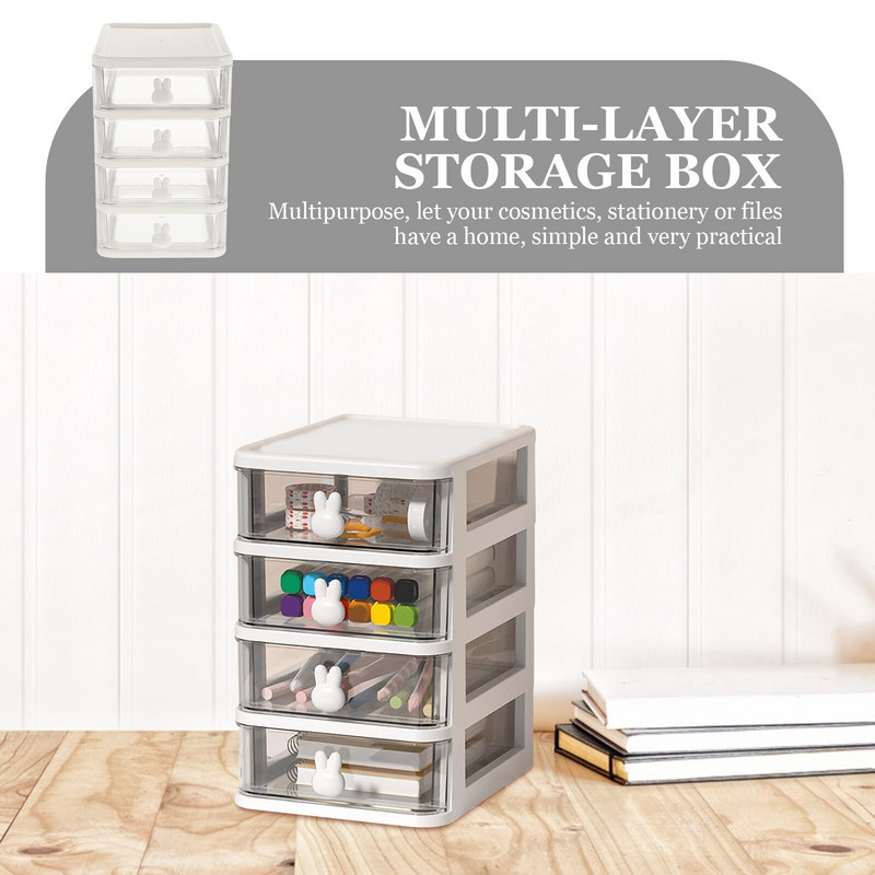 4 sloja Spremnici za stolne ladice Rabbit Bunny Prozirna komoda Organizator za šminku Kupaonica Radna ploča za radni stol u spavaonici