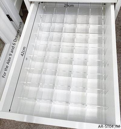 ANON DIY set pregrada za ladice za ALEX 5 i 9 ladica Akrilne prilagodljive pregrade za čuvanje šminke u ladici, podesive