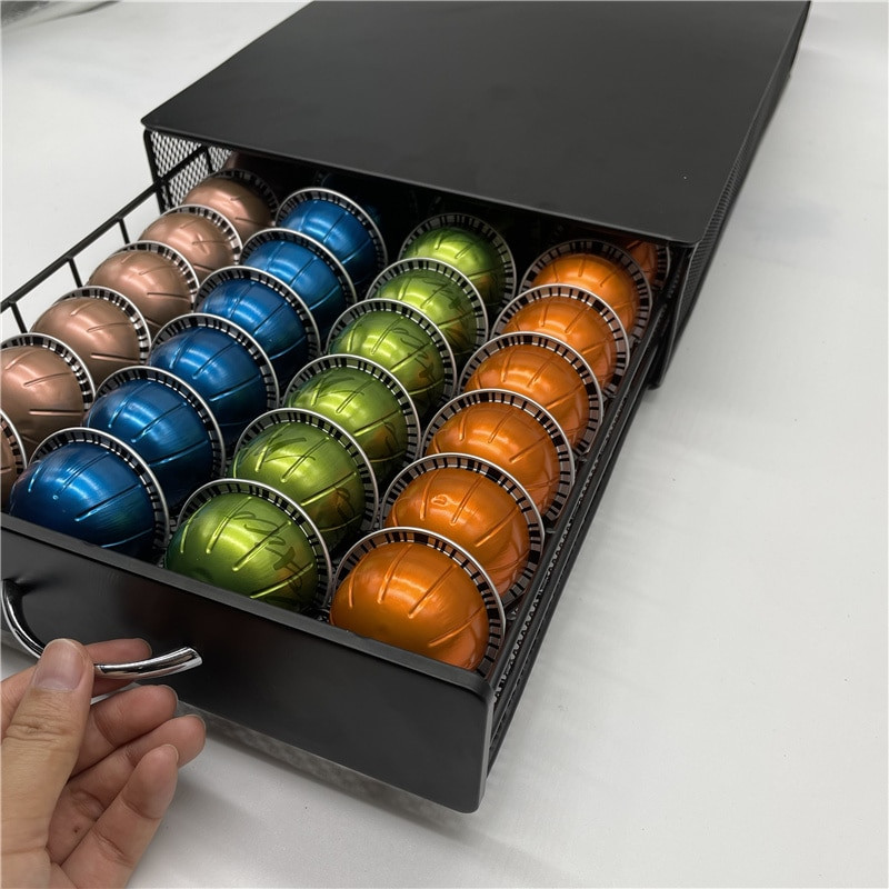 40 puodelių kavos „Nespresso“ kapsulių stalčiaus laikiklis Kavos kapsulių laikymo lentynėlė nerūdijančio plieno „Vertuo“ linijos stovo konstrukcija