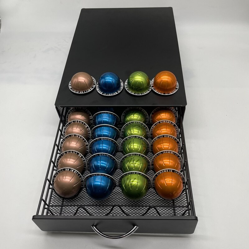 40 puodelių kavos „Nespresso“ kapsulių stalčiaus laikiklis Kavos kapsulių laikymo lentynėlė nerūdijančio plieno „Vertuo“ linijos stovo konstrukcija