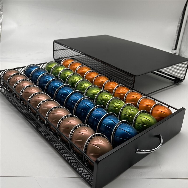 40 puodelių kavos „Nespresso“ kapsulių stalčiaus laikiklis Kavos kapsulių laikymo lentynėlė nerūdijančio plieno „Vertuo“ linijos stovo konstrukcija