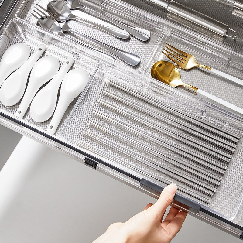 Για συρταριέρα κουζίνας ντουλάπα Οργανωτής συστήματος για καλλυντικά Κουτί αποθήκευσης Επιτραπέζια σκεύη Επιτραπέζια είδη μαχαιροπίρουνα πιρούνι μαχαίρι Γραφείο στήθους