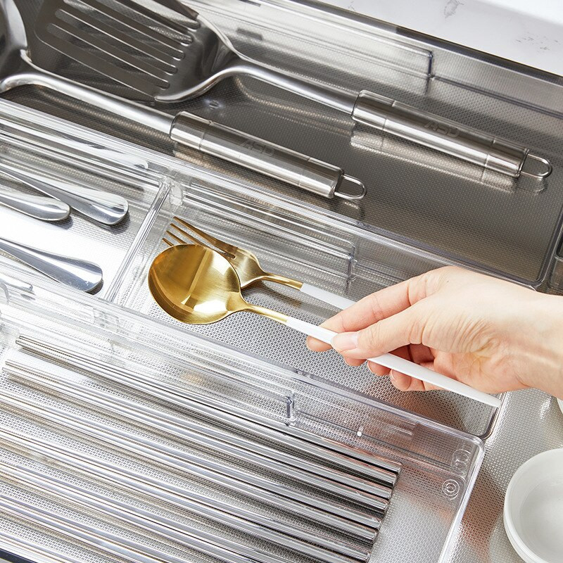 Για συρταριέρα κουζίνας ντουλάπα Οργανωτής συστήματος για καλλυντικά Κουτί αποθήκευσης Επιτραπέζια σκεύη Επιτραπέζια είδη μαχαιροπίρουνα πιρούνι μαχαίρι Γραφείο στήθους