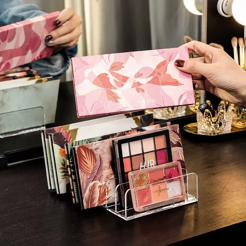 7 rešetkastih prozirnih akrilnih sjenila za oči Kompaktni organizator Ladica Organizacijska pregrada Organizator za šminku Držač za kozmetiku Kutija za pohranu