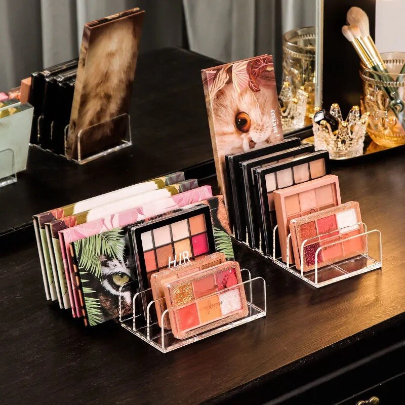 7 rešetkastih prozirnih akrilnih sjenila za oči Kompaktni organizator Ladica Organizacijska pregrada Organizator za šminku Držač za kozmetiku Kutija za pohranu