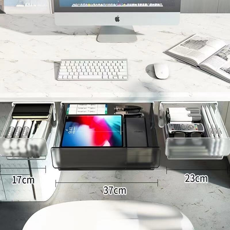 Kancelársky úložný box pod stôl, skrytá zásuvka, priehľadný organizér, zásuvka, držiak na kancelárske potreby, stojan na poznámkové perá, úložný zásobník na papiernictvo
