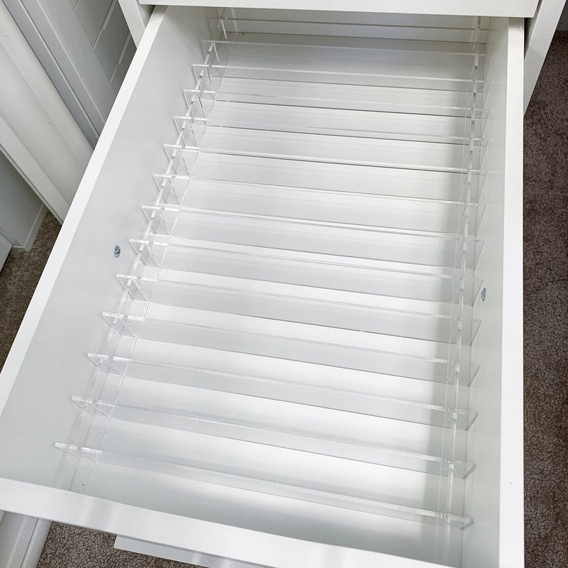 ANON DIY Sada deličov zásuviek pre ALEX s 5 a 9 zásuvkami, akrylové prispôsobiteľné deliace priečky na organizér na úschovu make-upu do zásuvky, nastaviteľné