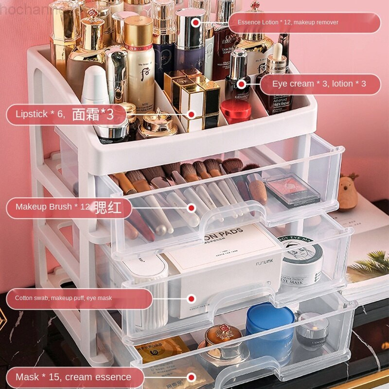 Úložný box na kozmetiku do domácnosti, zásuvková skrinka na šperkovnice, plastová kozmetická krabička, organizér na líčenie a stolové doplnky