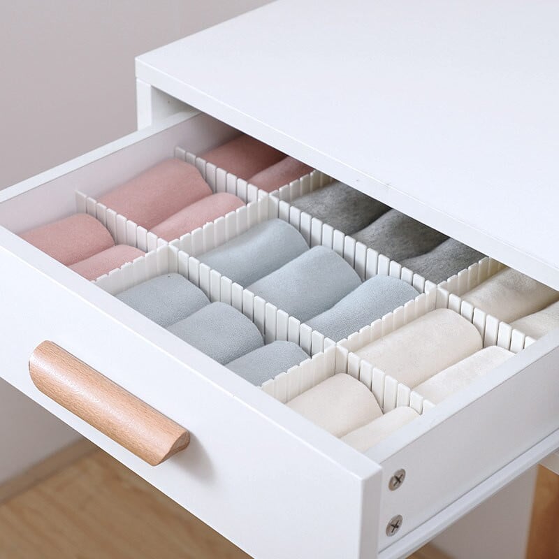 4 ks plastová oddeľovacia priečka zásuviek, organizér na úložný priestor, spodná bielizeň, ponožky, make-up, šindeľ, voľne kombinovateľná priečka, DIY