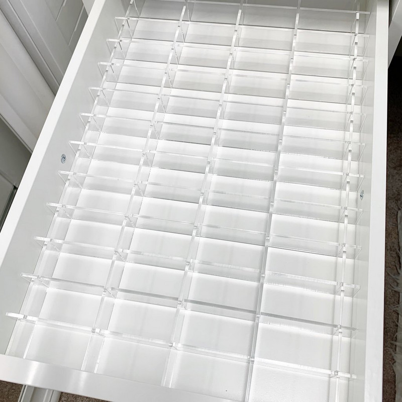 ANON DIY Sada deličov zásuviek pre ALEX s 5 a 9 zásuvkami, akrylové prispôsobiteľné deliace priečky na organizér na úschovu make-upu do zásuvky, nastaviteľné