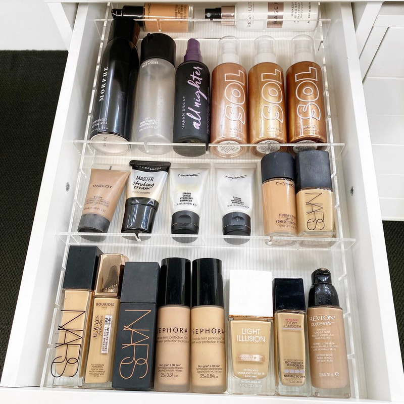 ANON DIY Sada deličov zásuviek pre ALEX s 5 a 9 zásuvkami, akrylové prispôsobiteľné deliace priečky na organizér na úschovu make-upu do zásuvky, nastaviteľné