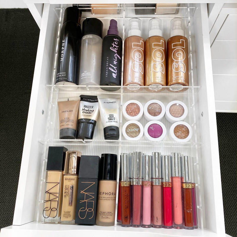 ANON DIY Sada deličov zásuviek pre ALEX s 5 a 9 zásuvkami, akrylové prispôsobiteľné deliace priečky na organizér na úschovu make-upu do zásuvky, nastaviteľné