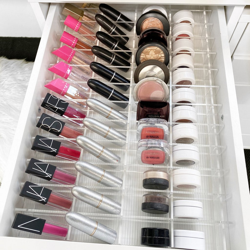 ANON DIY Sada deličov zásuviek pre ALEX s 5 a 9 zásuvkami, akrylové prispôsobiteľné deliace priečky na organizér na úschovu make-upu do zásuvky, nastaviteľné