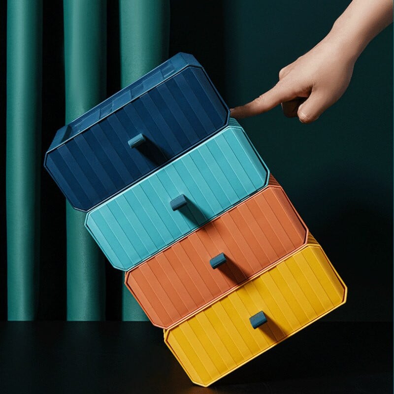 Nový viacfarebný stolový organizér so zásuvkou, stohovateľný, kúpeľňový, kozmetický rúška, kancelárske doplnky, úložný box, plastové zásuvkové koše