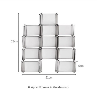 6 ks Honeycom deliaca doska na zásuvky, domácnosť, bezplatná kombinovaná deliaca doska, ponožky, kravaty, spodná bielizeň, úložný priestor, nástroj na delenie šetriaci miesto