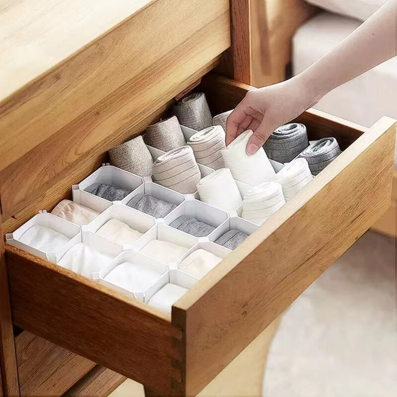 6 ks Honeycom deliaca doska na zásuvky, domácnosť, bezplatná kombinovaná deliaca doska, ponožky, kravaty, spodná bielizeň, úložný priestor, nástroj na delenie šetriaci miesto
