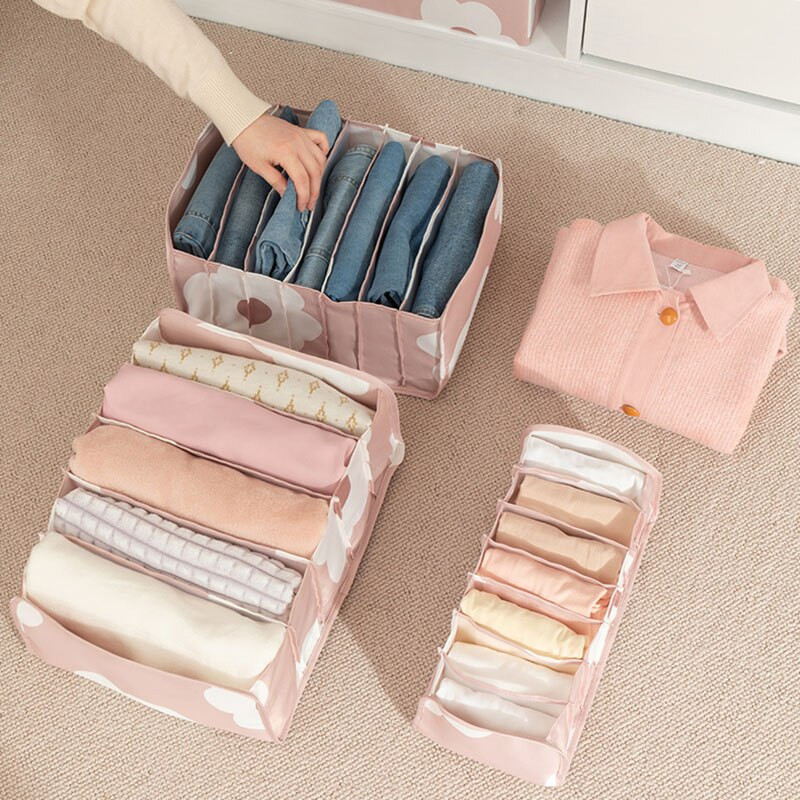 7 mriežkových úložných boxov na nohavice, šatník, oblečenie, ponožky, spodná bielizeň, organizér, zásuvka, skladací delič zásuviek