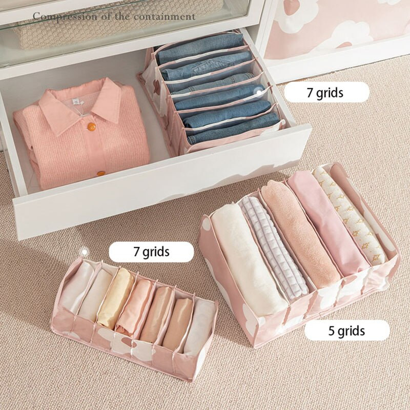 7 mriežkových úložných boxov na nohavice, šatník, oblečenie, ponožky, spodná bielizeň, organizér, zásuvka, skladací delič zásuviek