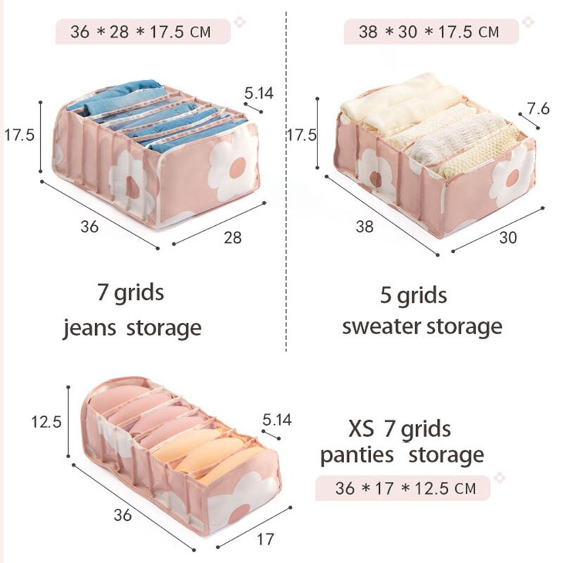 7 mriežkových úložných boxov na nohavice, šatník, oblečenie, ponožky, spodná bielizeň, organizér, zásuvka, skladací delič zásuviek