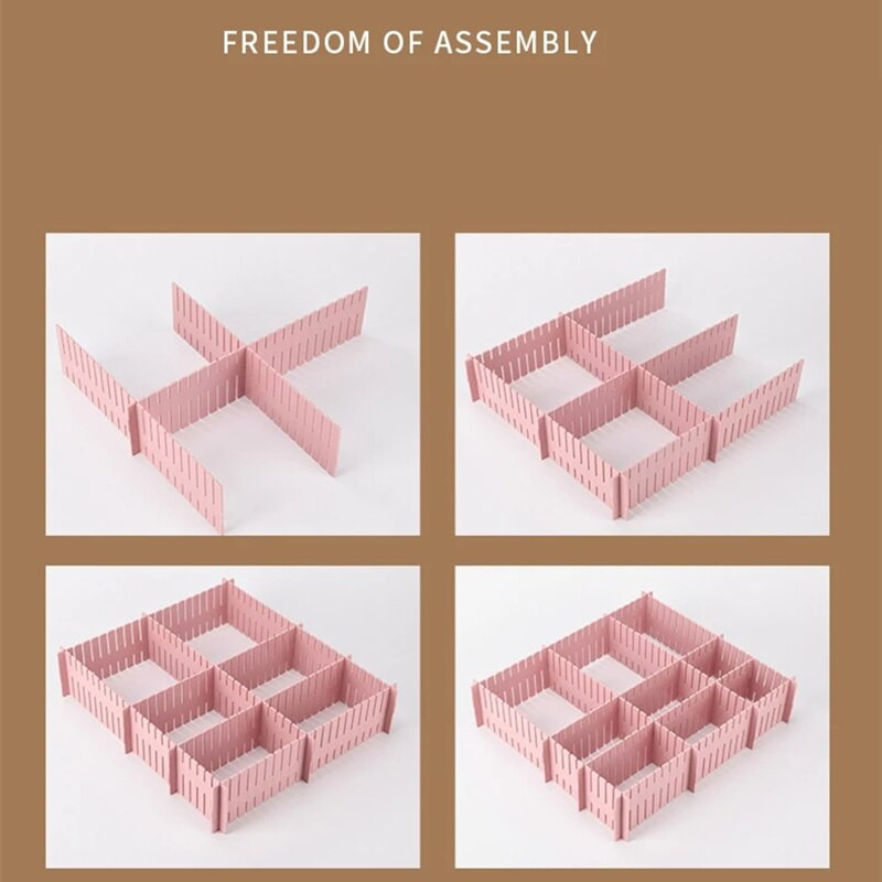 4 ks DIY nastaviteľné oddeľovače zásuviek, úložné police, domácnosť, bezplatná kombinovaná priečka, priestorovo úsporná oddeľovacia priečka