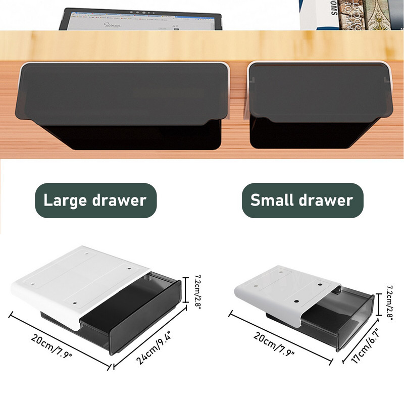 Pašlīmēšanās zem rakstāmgalda atvilktnes uzglabāšanas kastes zīmuļu kancelejas piederumu organizētājs slēptā šķirošanas kaste biroja pildspalvu uzglabāšanas paplātes organizators