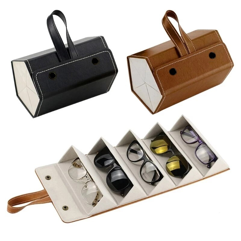 3/5/6 Grid Prijenosna kutija za pohranu naočala Sunčane naočale Sklopiva kožna torbica Kutija Putni set Set alata za šminkanje Torba za nakit koja štedi prostor