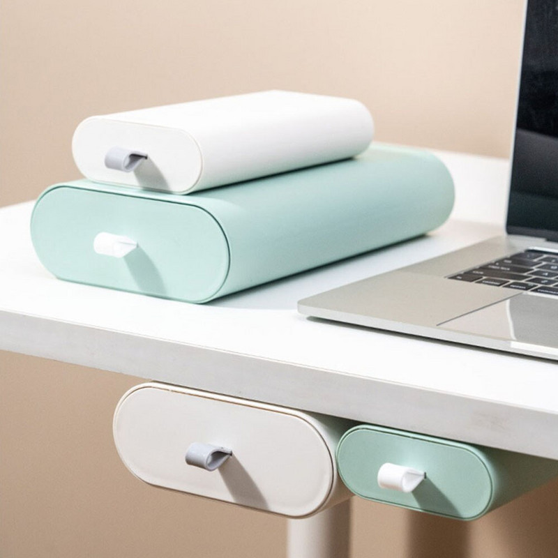 Úložný box TIDY pod stolom, bez dierovačov, štetec na make-up, dokončovacia krabica, kancelárske potreby, plastový organizér, závesná zásuvka