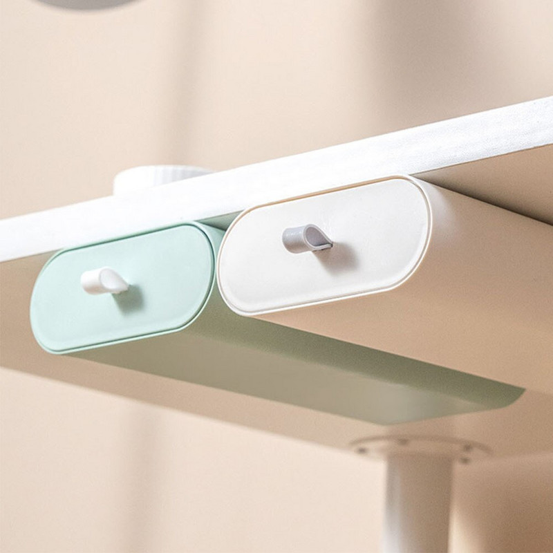 Úložný box TIDY pod stolom, bez dierovačov, štetec na make-up, dokončovacia krabica, kancelárske potreby, plastový organizér, závesná zásuvka