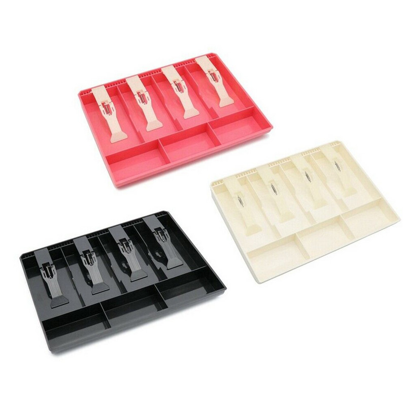 Kutija za supermarket s 4 rešetke Hotelska pohrana Blagajna Ladica za blagajnu s kopčom Zamjena za trgovinu Classify Organizator ABS ladica za novčiće