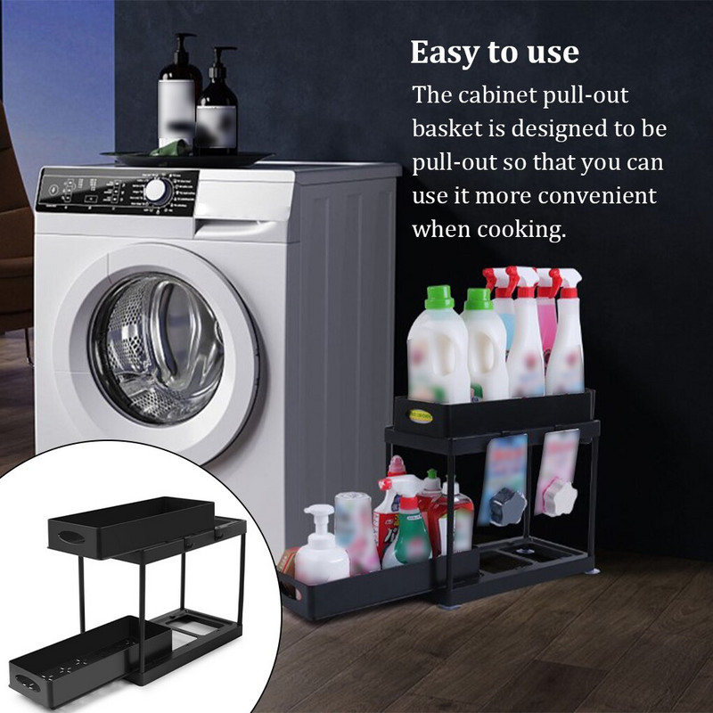 Stumdomas laikymo stalčius po kriaukle Universalus prieskonių stiklainis Organizatorius Ištraukiamas krepšelis Stalčiai lentyna Namų ūkis