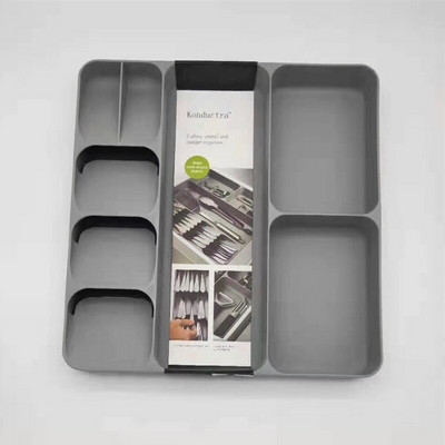 Δίσκος οργάνωσης συρταριών κουζίνας Ασημένια μαχαιροπίρουνα Επεκτάσιμος οργανωτής αποθήκευσης για κράτημα μαχαιροπήρουνων κουτάλια πιρούνια