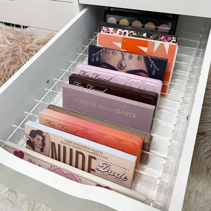 ARCO DIY deliace priečky do zásuviek pre 5- a 9-zásuvkovú jednotku ALEX, akrylové vložky do zásuviek, organizér na make-up, úložné palety, sada deliacie priečky 2