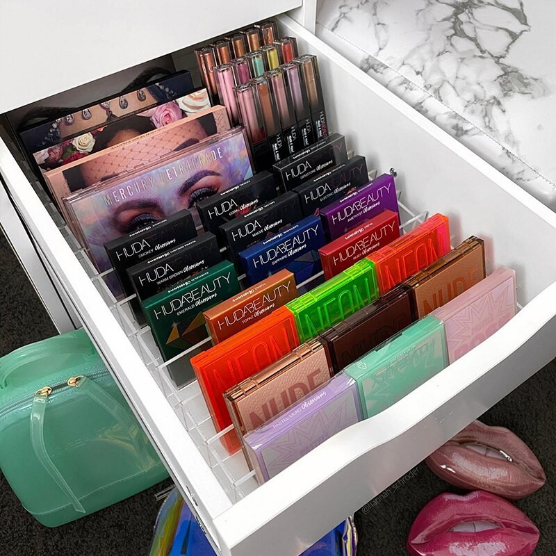 ARCO DIY deliace priečky do zásuviek pre 5- a 9-zásuvkovú jednotku ALEX, akrylové vložky do zásuviek, organizér na make-up, úložné palety, sada deliacie priečky 2