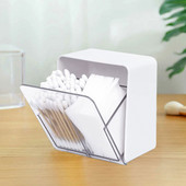 Priehľadná plastová úložná krabica na stôl, dvojvrstvová vatová tyčinka, kozmetická bavlnená úložná krabica s krytom, organizér